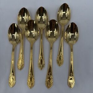 Solingen 18/10 23/24K Gold Plated Hartvergoldet Crown‎ Collection Spoons 7